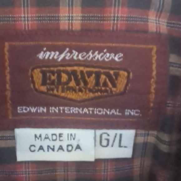 Edwin Red and Black Casual Button Down Shirt - Picture 2 of 5